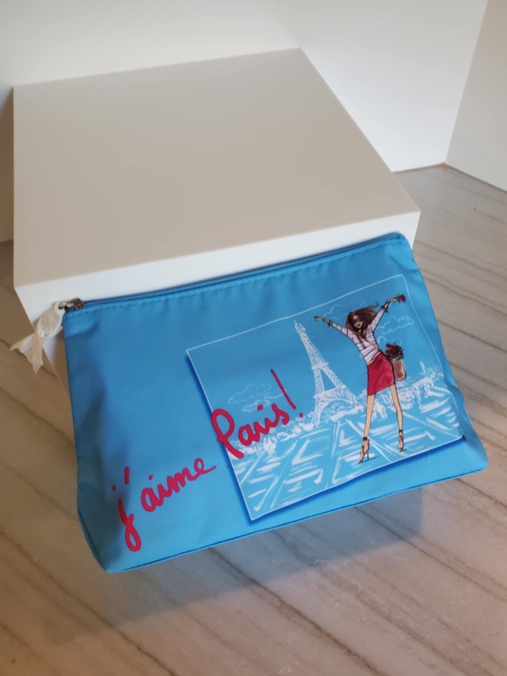 Lancôme Paris Blue Zip Top Makeup Travel Bag